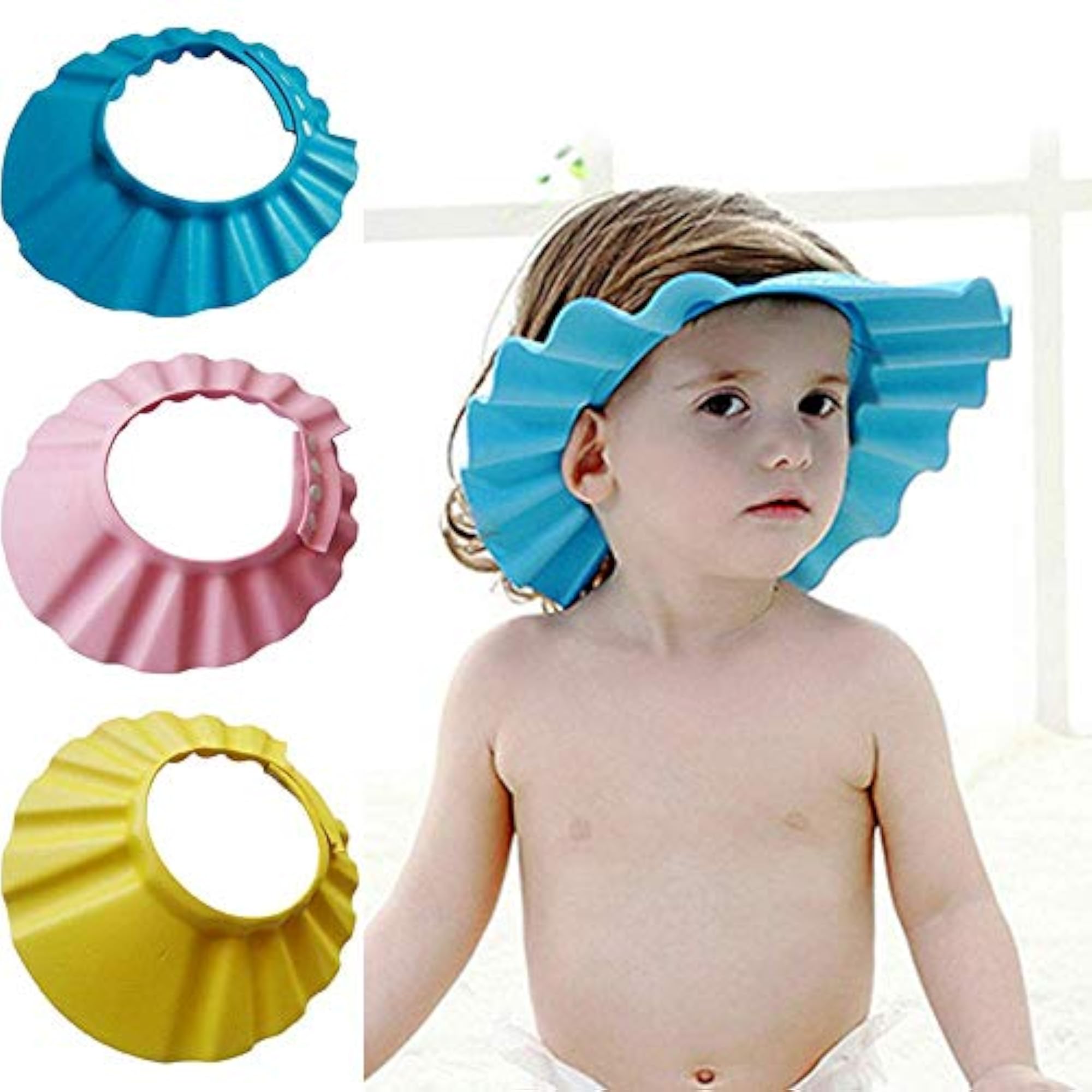 Adjustable Soft Bathing Baby Shower Cap, Eye & Ear Protector